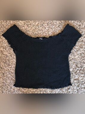 Brandy Melville Black Smocked Crop Top